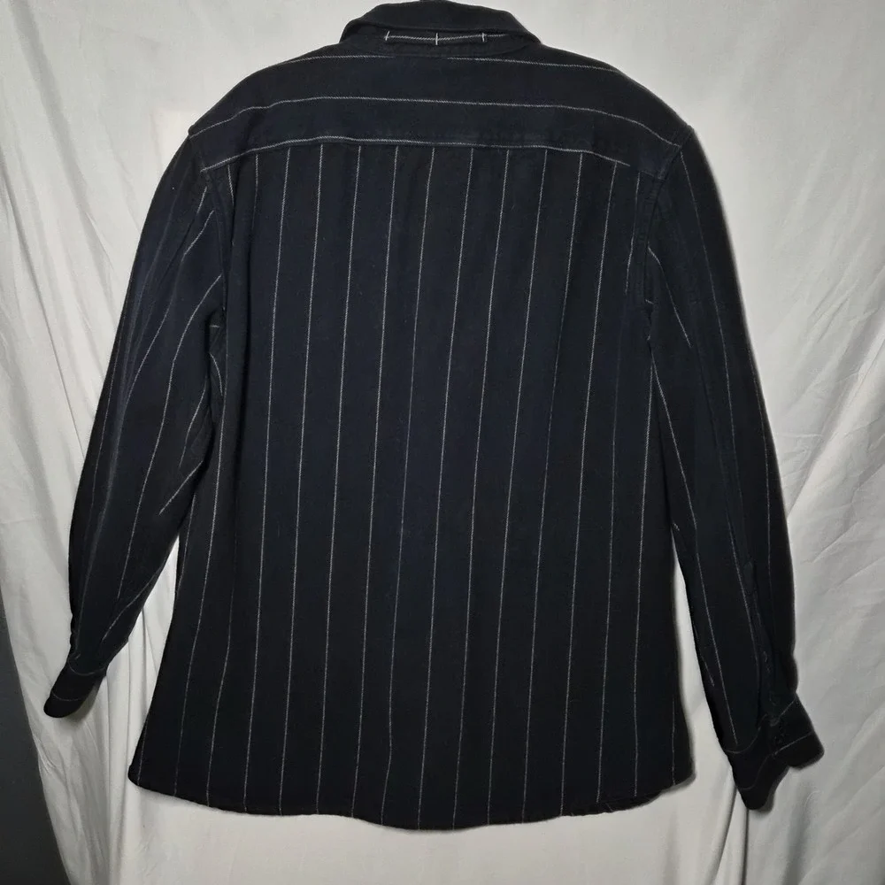 Banana Republic Mens XL Heavy Weight Shirt Jacket Standard Fit Navy Blue/Striped